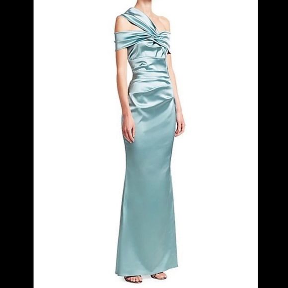 Talbot Runhof Duchesse Satin One-Shoulder Gown - Picture 4 of 7